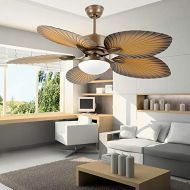 Andersonlight AndersonLight Fan Tropical Palm Ceiling Fan, Five Palm Leaf Blades With LED Light, New Bronze, 52-Inch