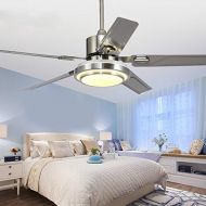 Andersonlight Stainless Steel 48 Ceiling Fan for Modern Living Room Iron Leaves Remote Control Dimmable WhiteWarm Yellow 3 Light Change LED Mute Energy Saving Electric Fan Lamp K