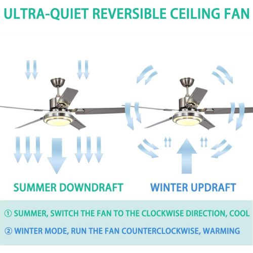  Andersonlight Stainless Steel 48 Ceiling Fan for Modern Living Room Iron Leaves Remote Control Dimmable WhiteWarm Yellow 3 Light Change LED Mute Energy Saving Electric Fan Lamp K