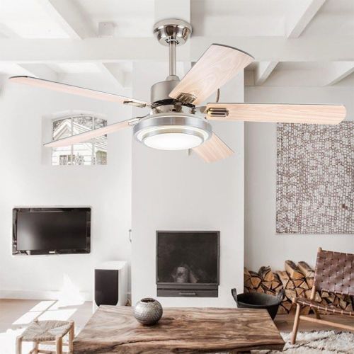  Andersonlight Fan 48 LED Indoor Stainless Steel Ceiling Fan with Light and Remote Control