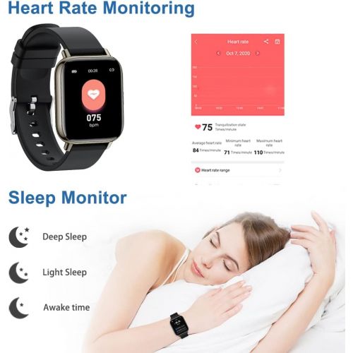 andfive Smart Watch, 1.69 Touch Screen Fitness Tracker for Men Women, IP68 Waterproof Smartwatch with Heart Rate Monitor and Sleep Monitor, Pedometer, Stopwatch Activity Tracker fo