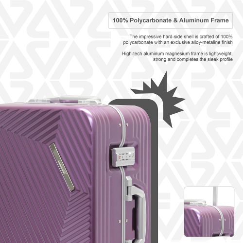  Andiamo Elegante Luggage Aluminum Frame 24 Zipperless Suitcase With Spinner Wheels