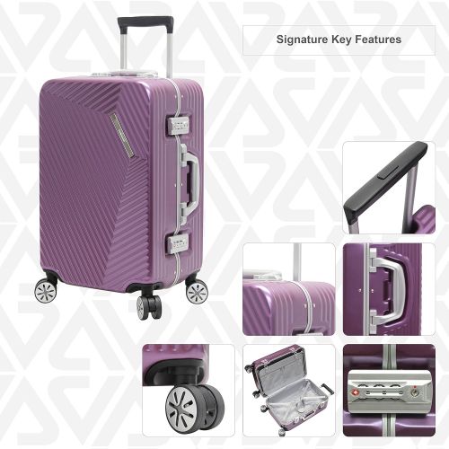  Andiamo Elegante Luggage Aluminum Frame 24 Zipperless Suitcase With Spinner Wheels