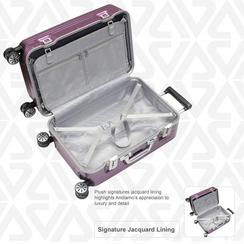  Andiamo Elegante Luggage Aluminum Frame 24 Zipperless Suitcase With Spinner Wheels