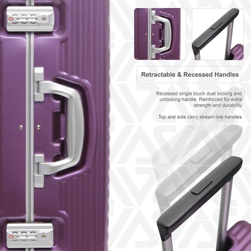  Andiamo Elegante Luggage Aluminum Frame 24 Zipperless Suitcase With Spinner Wheels