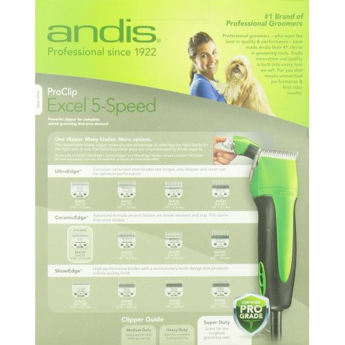  Andis Excel Pro-Animal 5-Speed Detachable Blade Clipper Kit - Professional Animal/Dog Grooming, SMC