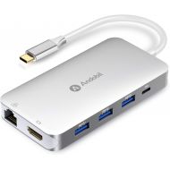 [아마존핫딜][아마존 핫딜] Andobil New limited Silver 9-in-1 USB C Hub Adapter Dongle, Ethernet, 4K HDMI, 4 USB 3.0 Ports, USB-C PD, SD/TF Card Reader for MacBook pro, Dell XPS
