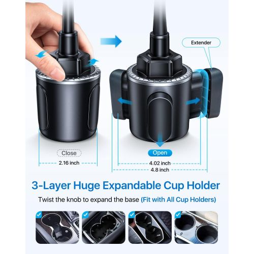  [아마존베스트]Andobil Cup Holder Phone Mount Ultimate Easy Clamp Hands-Free Cup Phone Holder for Car, Adjustable Gooseneck Cup Cradle Mount Compatible for iPhone 12/SE/11 Pro/XR/X/Max/8 Plus/Sam