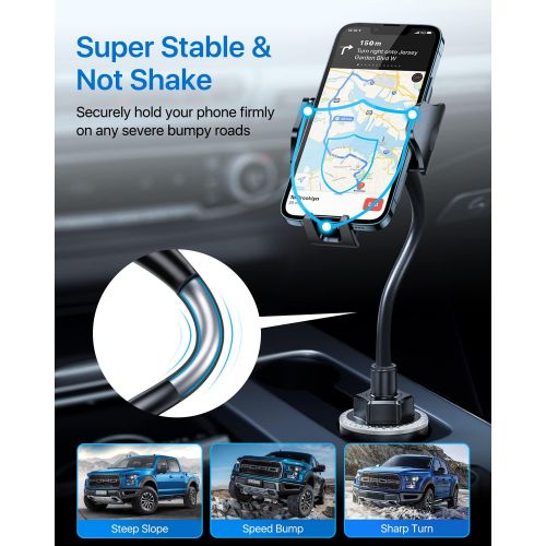  [아마존베스트]Andobil Cup Holder Phone Mount Ultimate Easy Clamp Hands-Free Cup Phone Holder for Car, Adjustable Gooseneck Cup Cradle Mount Compatible for iPhone 12/SE/11 Pro/XR/X/Max/8 Plus/Sam