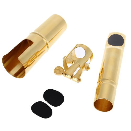  Andoer Jazz Alto Sax Saxophone 7C Mouthpiece Metal with Mouthpiece Patches Pads Cushions Cap Buckle Gold Plating