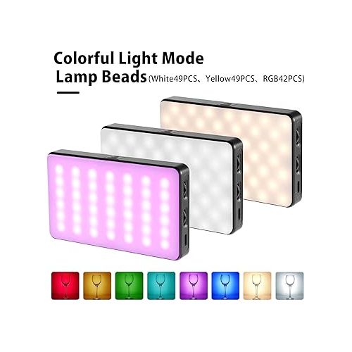  Andoer W140 RGB Lume Cube LED Video Light Rechargeable Photography Fill Light CRI95+ 2500K-9000K Dimmable 20 Lighting Effects with LCD Display Cold Shoe Adapter for Video Conference Product Shooting