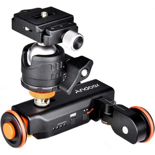  Andoer L4 PRO Motorized Camera Video Dolly 3 Speed Adjustable Autodolly Electric Slider Motorized Pulley Car Cine Dollies with Wireless Remote Control Mini Flexible Ballhead Mount