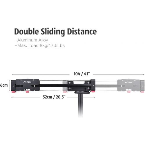  Andoer Camera Slider Retractable Video Slider Dolly Track Rail Stabilizer Aluminum for Canon Nikon Sony DSLR Camcorder FT-52 8kg/17.6Lbs 104cm