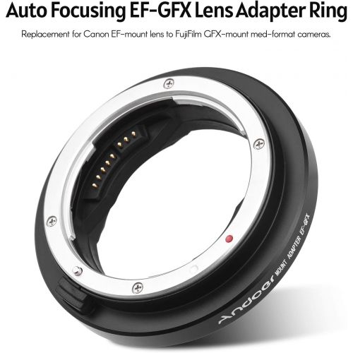  Andoer Camera Lens Adapter Ring Auto Focus Replacement for Canon EF-Mount Lens to FujiFilm GFX-Mount MED-Format Cameras GFX100 GFX50S GFX50R (EF-GFX)