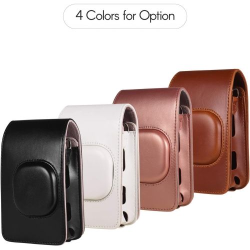  Andoer Instant Camera Case Bag Compact Size PU Leather with Shoulder Strap Compatible for Fujifilm Fuji Instax Mini LiPlay