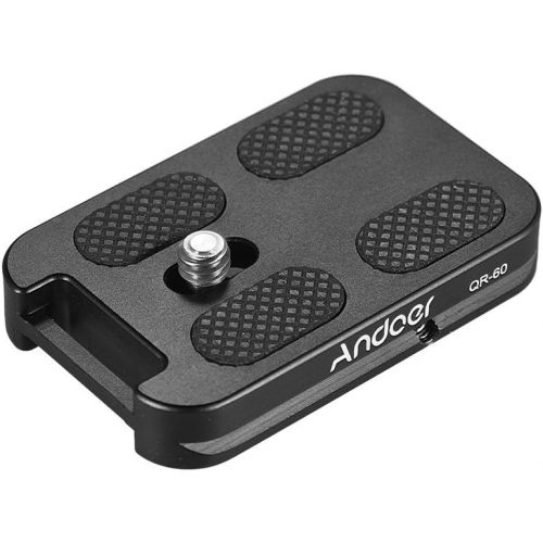  Andoer QR-60 Universal Quick Release Plate Aluminum Alloy 1/4 Screw Mount with Attachment Loop for Arca-Swiss Standard Ball Head Tripod for Canon Nikon Sony DSLR Camera