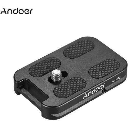  Andoer QR-60 Universal Quick Release Plate Aluminum Alloy 1/4 Screw Mount with Attachment Loop for Arca-Swiss Standard Ball Head Tripod for Canon Nikon Sony DSLR Camera