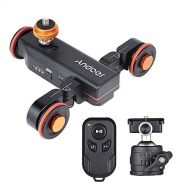 Andoer 3-Wheels Wireless Remote Control Motorized Camera Video Auto Dolly 3 Speed Adjustable with Mini Flexible Ballhead Mount Adapter Compatible with Canon Nikon Sony DSLR Camera