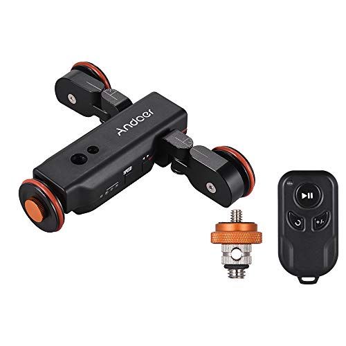  Andoer Motorized Camera Video Dolly with Scale Indication, Electric Track Slider Wireless Remote Control 3 Speed Adjustable Mini Slider Skater for Canon Nikon Sony DSLR Camera iOS