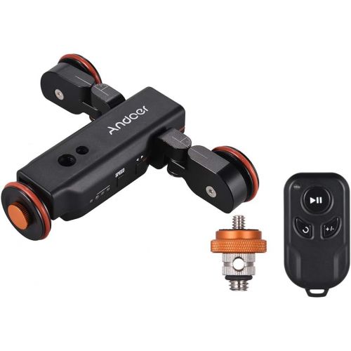  Andoer Motorized Camera Video Dolly with Scale Indication, Electric Track Slider Wireless Remote Control 3 Speed Adjustable Mini Slider Skater for Canon Nikon Sony DSLR Camera iOS