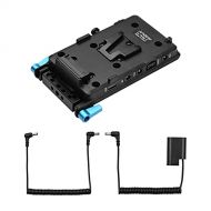 Andoer V Mount V-Lock Battery Plate Adapter with 15mm Dual Hole Rod Clamp DMW-DCC12 Dummy Battery Replacement for Panasonic GH3 GH4 GH5 GH5S Camera Video Light Monitor Audio Record