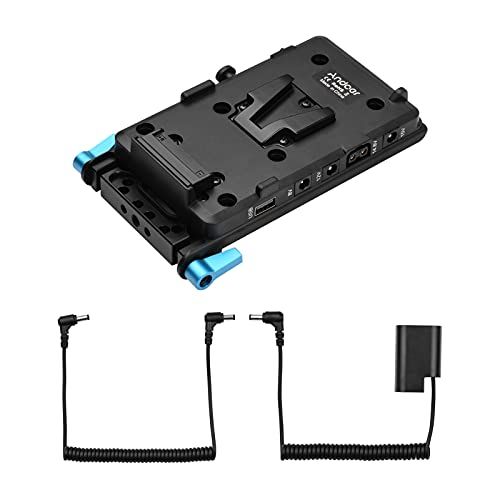  Andoer V Mount V-Lock Battery Plate Adapter with 15mm Dual Hole Rod Clamp DMW-DCC12 Dummy Battery Replacement for Panasonic GH3 GH4 GH5 GH5S Camera Video Light Monitor Audio Record