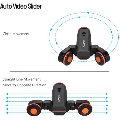  Andoer 3-Wheels Motorized Camera Video Auto Dolly with Ballhead, Electric Track Rail Slider Dolly Car with Wirelesss Remote Control, 3 Speed Adjustable for DSLR Camera Camcorder Go