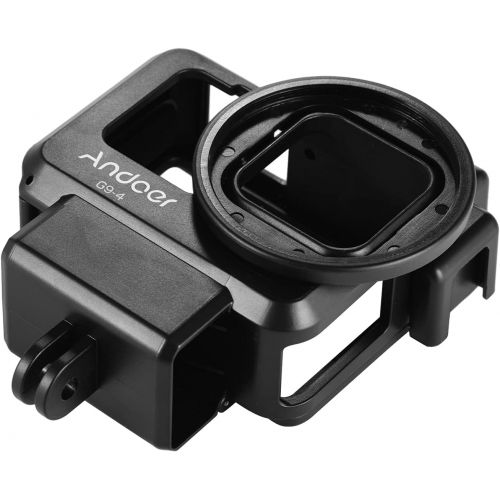  Andoer G9-4 Action Camera Video Cage Plastic Vlog Case Protective Housing with Dual Cold Shoe Mount 55mm Filter Adapter Extension Accessory Replacement for GoPro Hero 9