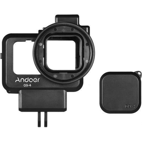  Andoer G9-4 Action Camera Video Cage Plastic Vlog Case Protective Housing with Dual Cold Shoe Mount 55mm Filter Adapter Extension Accessory Replacement for GoPro Hero 9