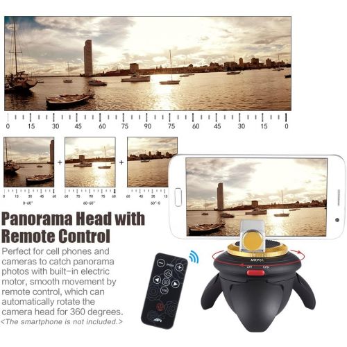  Andoer Mini Electric Panorama Head 360° Rotation Time Lapse Tripod Head for Selfie Stick Smartphones Compatible with GoPro Action Camera Pocket Camera Micro SLR Camera