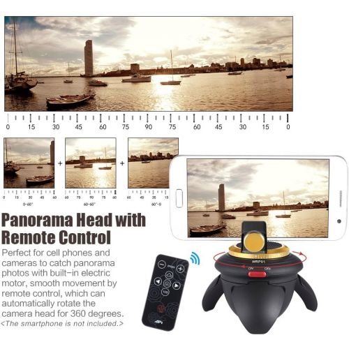  Andoer Mini Electric Panorama Head 360° Rotation Time Lapse Tripod Head for Selfie Stick Smartphones Compatible with GoPro Action Camera Pocket Camera Micro SLR Camera