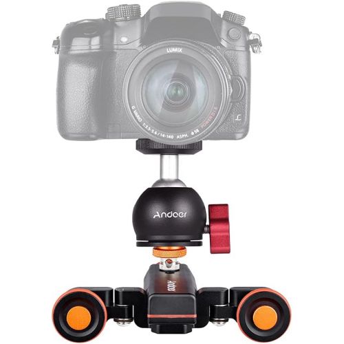  [아마존베스트]Andoer 3-Wheels Wireless Remote Control Motorized Camera Video Auto Dolly 3 Speed Adjustable with Mini Flexible Ballhead Mount Adapter Compatible with Canon Nikon Sony DSLR Camera