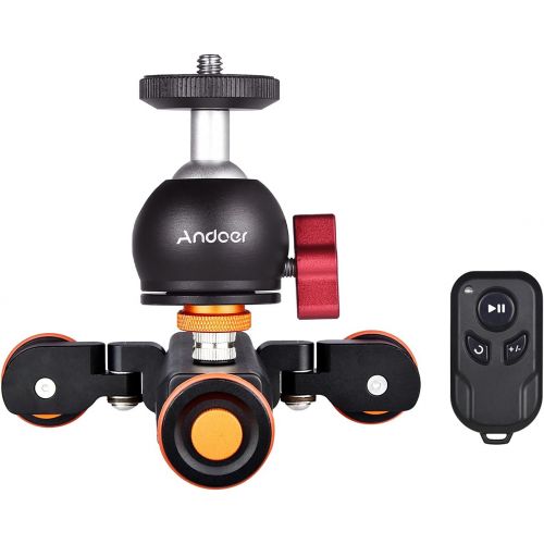  [아마존베스트]Andoer 3-Wheels Wireless Remote Control Motorized Camera Video Auto Dolly 3 Speed Adjustable with Mini Flexible Ballhead Mount Adapter Compatible with Canon Nikon Sony DSLR Camera