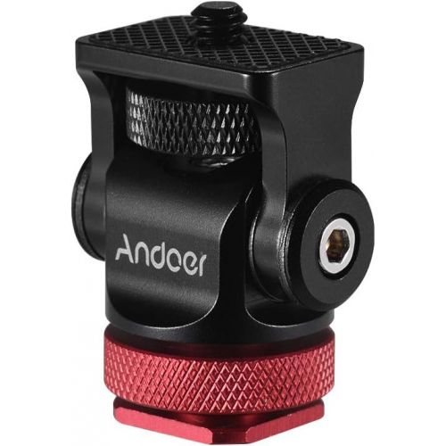  [아마존베스트]Andoer 180° Mini Ball Head Mounting Adapter Hot Shoe Calient 1/4 Inch Screw with Key for DSLR Camera Microphone LED Video Tripod Monitor Monopod (Red)