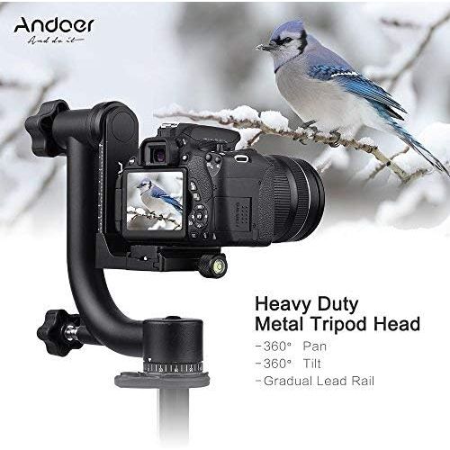 [아마존베스트]Andoer Heavy Duty Metal Panorama Gimbal Tripod Head for Arca-Swiss Standard Quick Release Plate Aluminium Alloy for Canon Nikon Sony DSLR Camera Camcorder Bird Watching