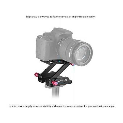  [아마존베스트]Andoer Metal Z Flex Swivel Head Quick Release Plate Camera Ball Head Stand Holder Max. Load 3.5 kg for Canon Nikon Sony DSLR Tripod Rail System Stabiliser