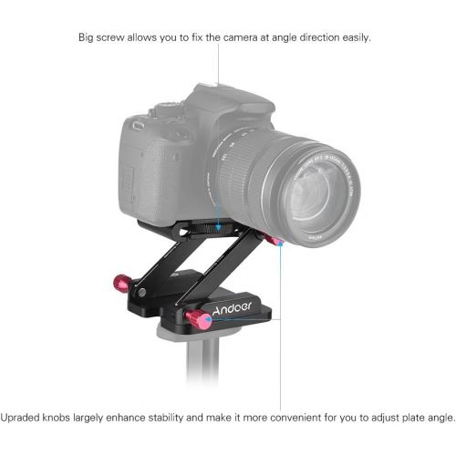  [아마존베스트]Andoer Metal Z Flex Swivel Head Quick Release Plate Camera Ball Head Stand Holder Max. Load 3.5 kg for Canon Nikon Sony DSLR Tripod Rail System Stabiliser