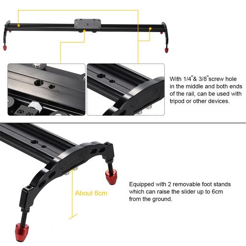  Andoer 60cm Professional Portable Track Dolly Motion Slider Sliding Rail Stabilizer Bearing System for Canon Nikon Sony DSLR Camera Camcorder Video DV