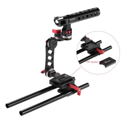  Andoer C-Shape Video Film Making Camera Cage Bracket with Quick Release Plate 15mm Rods for Sony A7 A7R A7II ILDC for Canon Nikon DSLR Camera