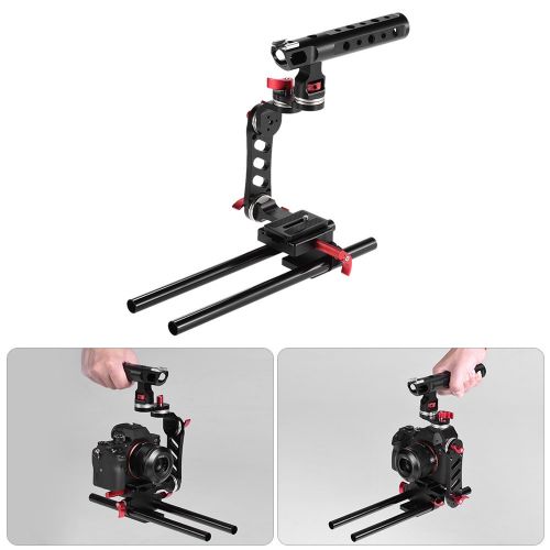  Andoer C-Shape Video Film Making Camera Cage Bracket with Quick Release Plate 15mm Rods for Sony A7 A7R A7II ILDC for Canon Nikon DSLR Camera