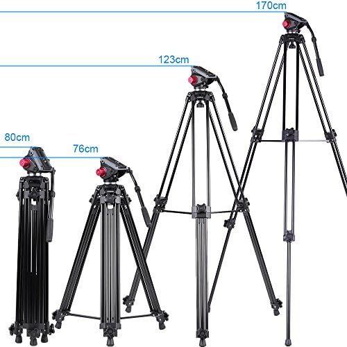  Andoer Professional fluid head tripod, 67inch170cm Portable DV Video Camera Tripod Steady Stand with Detachable Fluid Drag Pan Tilt Head for Video camera Camcorder