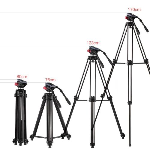  Andoer Professional Aluminum Alloy Video Camera Tripod with Dual Handled Fluid Hydraulic Head for Camera Camcorder (67inch)