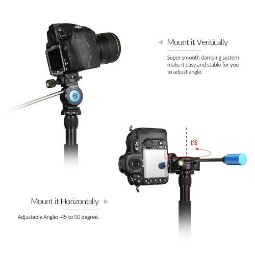  Andoer GH-20 Tilt Head CNC Aluminum Alloy Tripod Monopod Ball Head with Quick Release Plate Compatible for ARCA SWISS Sirui RRS Mount