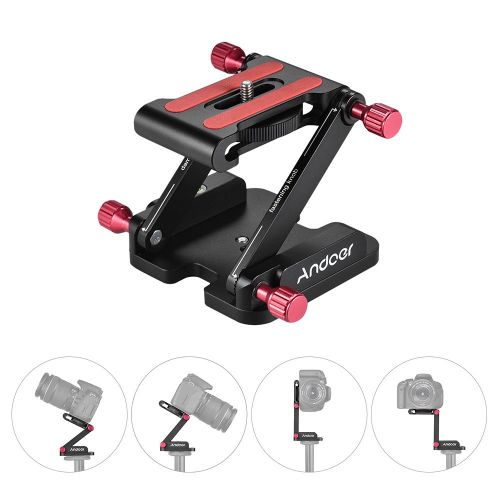  Andoer Aluminum Alloy Z Flex Tilt Head Folding Quick Release Plate Camera Ball Head Stand Holder Max. Load 3.5kg for Canon Nikon Sony DSLR Tripod Slider Rail Stabilizer