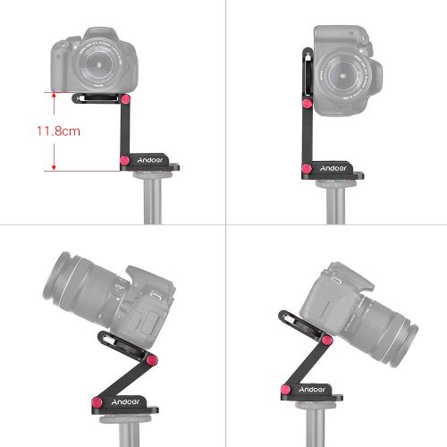  Andoer Aluminum Alloy Z Flex Tilt Head Folding Quick Release Plate Camera Ball Head Stand Holder Max. Load 3.5kg for Canon Nikon Sony DSLR Tripod Slider Rail Stabilizer