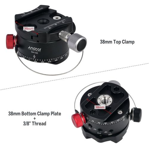  Andoer DH-60 Panoramic Ball Head Indexing Rotator HDR Tripod Head CNC Aluminum Alloy Max. Load 33Lbs for Canon Nikon Sony DSLR Camera