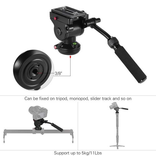  Andoer Tripod Action Fluid Drag Pan Head Hydraulic Panoramic Photographic Video Head for Canon Nikon Sony DSLR Camera Camcorder Shooting Filming