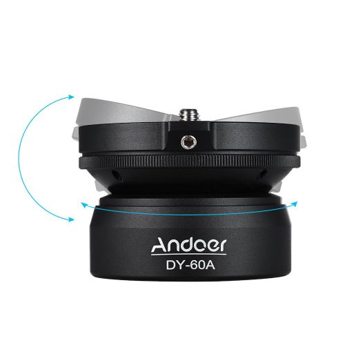  Andoer DY-60A Aluminum Alloy Tripod Leveling Base Panorama Photography Ball Head 15° Inclination with 14 screw Bubble Level for Canon Nikon Sony DSLR Cameras