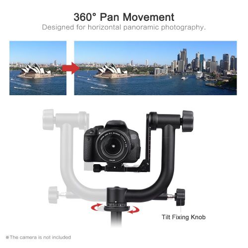  Andoer Heavy Duty Metal Panoramic Gimbal Tripod Head Use for Arca-Swiss Standard Quick Release Plate Aluminum Alloy, Support 30Lbs13.6kg for Canon Nikon Sony DSLR Camera Camcorder
