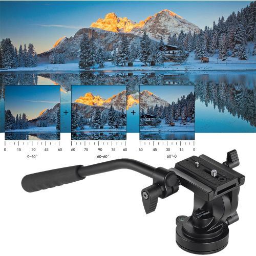  Andoer KINGJOY Handgrip Video Photography Fluid Drag Hydraulic Tripod Head for Canon Nikon DSLR Camera Camcorder Max. Load Capacity 5kg  11Lbs Aluminum Alloy